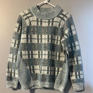 Melrose & Market Med. Blue and White Sweater NWT